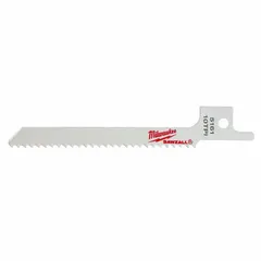 This 5-pack of reciprocating saw blades is designed for cutting drywall and plaster. Each blade measures 3 5/8 inches in length and 0.04 inches in thickness, with 10 teeth per inch. The rigid, tapered profile enables straight cuts in these materials.