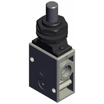 SMC Shuttle Valve: VM200 Series, Plunger Actuator, 3 Ports, 1/4 in NPT - VM Series Manual Air Control Valves