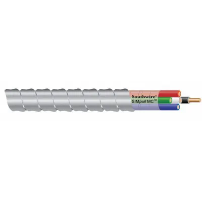 SOUTHWIRE Metal Clad Cable: 12 AWG, 2 Conductors, Copper, 250 ft, Aluminum, Low-Profile - Low-Profile Metal-Clad Cables