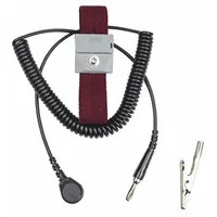 SCS Static Control Wrist Strap: Elastic, Burgundy, Black, 1 Strap Conductors, 5 ft Cord Lg - Max (MPN 2214)