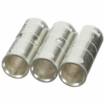 3M Open Barrel Splices: 1000 kcmil Wire Size, White Code, 3.38 in, Copper Barrel - Crimped Butt Splice Compression Connectors