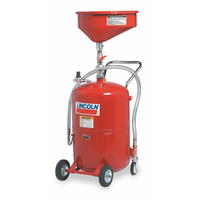 LINCOLN Oil Drain: 20 gal Capacity, 18 in Overall Dia, 72 in Overall Ht, 28 in Overall Lg - Portable Oil Waste Containment Containers