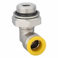 PARKER Push-Fit Elbow Fitting: 12 mm OD x 1/2 mm Pipe Size, Push-to-Connect x BSPP, Brass, Silver (MPN 169PLP-12M-8G)