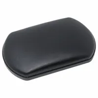 Vinyl leg rest pad for wheelchairs, 9 1/2 in overall length and 6 in overall width. Includes mounting screws for installation. Provides cushioned support for the user's legs