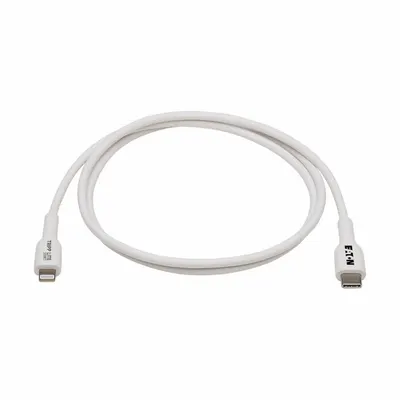 EATON TRIPP LITE Usb Cable: Type C End 1, Lightning End 2, White, 3.3 ft Lg - Antimicrobial USB & Lightning Cables