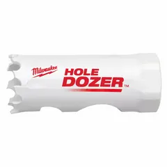 Bi-metal hole saw for cutting wood, metal, and plastic. 7/8 in diameter with 3.5 teeth per inch and 1-5/8 in maximum cutting depth. Used in electrical, plumbing, and HVAC installations for clean holes in panels, studs, and conduit boxes.