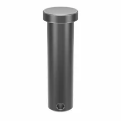 This standard clevis pin has a 5/8 in diameter and 2-1/4 in shank length, with an overall length of 2.25 in. Supplied in a 5-pack, it is used in clevis and linkage assemblies to connect rods or linkages, allowing pivoting motion in mechanical systems.