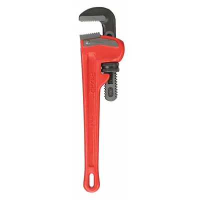 RIDGID Heavy-Duty Pipe Wrench: Cast Iron, 2 in Jaw Capacity, Serrated, 12 in Overall Lg - Straight Pipe Wrenches