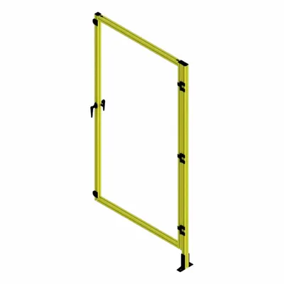 FAZTEK T-Slot Framing System Door: Add-On, Yellow, Left Swing, 72 in H x 37 1/2 in W x 5 1/2 in D - Clear Plastic Door Add-On Kits