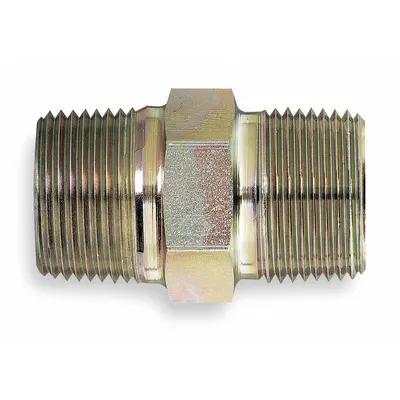 AEROQUIP Hydraulic Hose Adapter: 3/8"-18 Thread Size, 3/8 in x 3/8 in Fitting Size - NPTF-to-NPTF 316 Stainless Steel Hydraulic Hose Adapters