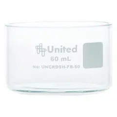 This borosilicate glass crystallizing dish has a 60 mm diameter and 35 mm overall height. It is clear with no surface treatment. Used in laboratories for crystallization processes, sample evaporation, or as a cover for beakers.