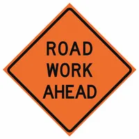 Roll Up Traffic Sign: 48 in x 48 in Nominal Sign Size, Polyester/PVC, 0.015 in, W20-1 MUTCD, Orange (MPN 669-C/48-EMO-RW)