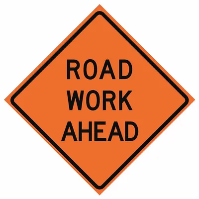 EASTERN METAL SIGNS AND SAFETY Roll Up Traffic Sign: 48 in x 48 in Nominal Sign Size, Polyester/PVC, 0.015 in - Road Work Ahead Signs