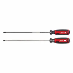 This general purpose screwdriver set includes one piece with a combination Phillips and slotted tip. The 8 3/4 inch overall length provides reach for driving and removing fasteners in assembly, maintenance, and repair tasks.