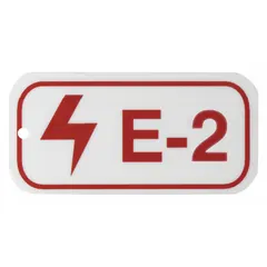 Type E-2 lockout tag made of polystyrene with adhesive backing. Printed in English. Used in lockout/tagout procedures to identify equipment under maintenance and prevent accidental operation.