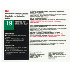 This 12-pack of secondary container labels measures 8 1/2 inches wide. Each label displays the legend '3M Non-Acid Bathroom Cleaner Ready-to-Use 19' for identifying transferred chemicals in spray bottles or jugs within industrial facilities.