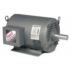 Totally enclosed fan cooled (TEFC) 3-phase AC motor with rigid base mount. Rated 1 1/2 hp, 230V AC at 60 Hz, with dual speed of 1,750/1,170 RPM and full load current of 2.3/4.6/4.64 A. Suitable for industrial applications such as pumps, fans, conveyors, and compressors.