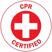 Hard Hat Label: CPR Certified, 2 in Dia, English, Non-Reflective, 4 Labels, Circle, Std, Vinyl, 4 PK (MPN 49561)
