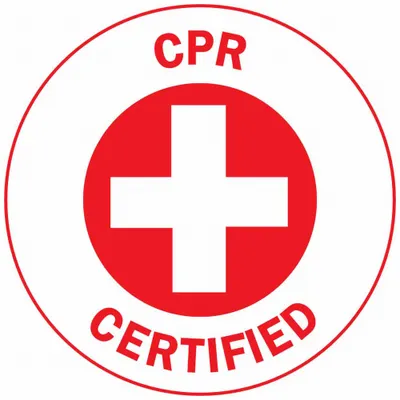 BRADY Hard Hat Label: CPR Certified, 2 in Dia, English, Non-Reflective, 4 Labels - Safety