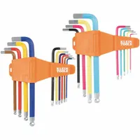KLEIN TOOLS: 16 or More Pieces, L, Metric and SAE, Single Ball End, Long, 19 Pieces, Caddy, 2 Tips (MPN CBLS19)
