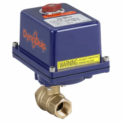 DYNAQUIP CONTROLS Electrically Actuated Two-Way Ball Valve: 3/4 in, Brass, 120V AC - Brass Electrically-Actuated Ball Valves