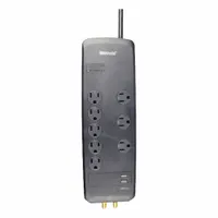 WOODS Surge Protector: 8 Outlets, 6 ft Cord Lg, 3,540 J Rated Energy, 15 A Current, Black, 5-15P (MPN 41629)