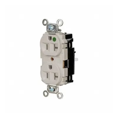 HUBBELL Receptacle: Hospital Grade, Duplex, 5-20R, Light Almond, 125V AC, 20 A - General Purpose Receptacles