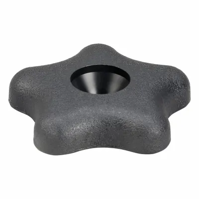 INNOVATIVE COMPONENTS Hand Knob: 5 Point, Plastic w/ Steel Thread, 5/16"-18 Thread - 5-Arm Knobs with Threaded Through-Hole