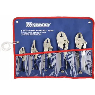 WESTWARD Locking Pliers Set: Curved/Flat/Long Nose - Locking Pliers Sets