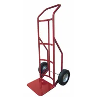 DAYTON General Purpose Hand Truck: 800 lb, Flow-Back Handle, Red, Steel, Pneumatic, 10 in Wheel
