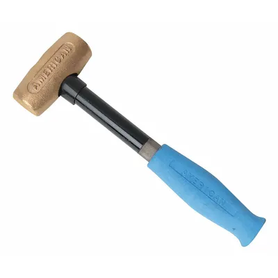 AMERICAN Mallet: Steel Handle, 1 1/2 lb Head Wt, 1 1/2 in Dia, 3 1/2 in Head Lg - Copper Mallets