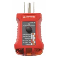 AMPROBE Receptacle Tester with GFCI: 110 V AC to 125 V AC, 5-15P, GFCI/Std, Light, No Display (MPN ST-102B)