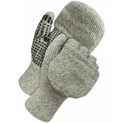 BDG Knit Mitts are wool gloves with a PVC coating, designed for general material handling and light-duty grip in dry environments. They provide warmth and abrasion resistance. Size XL, gray, sold as 1 pair. Not rated for electrical protection, no liner, no cut resistance.