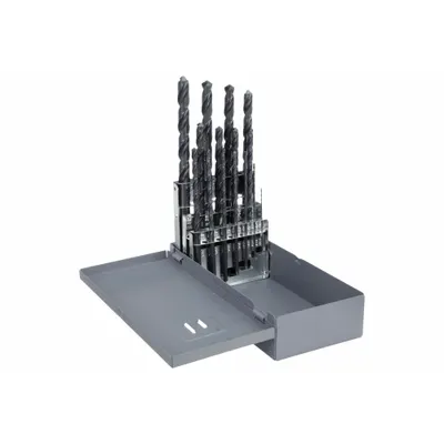 CHICAGO-LATROBE Taper Length Drill Bit Set: 15 Pc, 1/16" to 1/2", 118° Point, Black Oxide HSS (MPN 69884) - General Purpose High-Speed Steel Taper-Length Drill Bit Sets