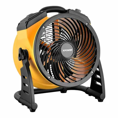XPOWER Axial Blower: 900 cfm, Pivoting Frame, 115V AC, Variable Speeds, Yellow - Portable Fans