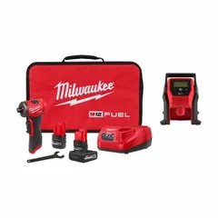 This 12V DC cordless combo kit includes an M12™ die grinder and an M12™ inflator, with battery included. The die grinder is suited for metalworking, grinding, and surface preparation. The inflator is designed for tire and equipment inflation. Both tools are powered by the M12™ battery system.