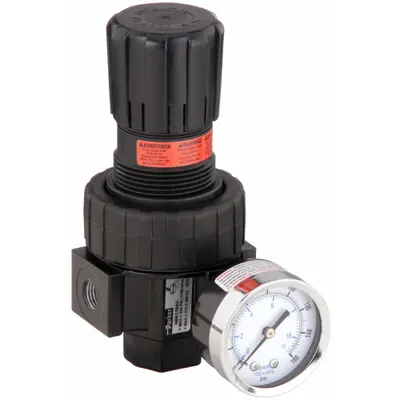 Parker Compressed Air Regulator: Zinc, 1/4 in NPT, 53 cfm, 2 psi to 125 psi - Parker FRL Air Regulators