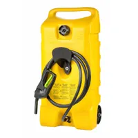 This mobile fuel caddy from SCEPTER is constructed of yellow high-density polyethylene (HDPE) and has a 14-gallon capacity. It is designed for diesel fuel and features a hand pump for dispensing. Typical applications include refueling vehicles and equipment in industrial, construction, and agricultural settings