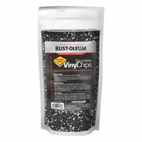 RUST-OLEUM Floor Chips are a vinyl floor coating additive for interior use. The black and white chips are broadcast into wet epoxy or polyurethane coatings to create a decorative textured finish. Coverage area is 0.002 lb/sq ft. Supplied in a 1 lb container