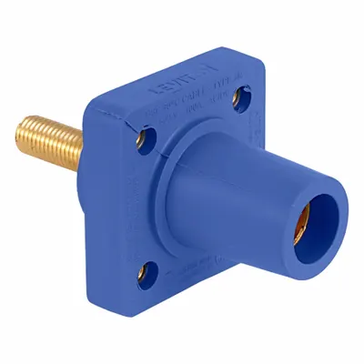 LEVITON Single Pole Receptacle: Blue, Straight Taper Nose Mating, Threaded Stud Termination - Receptacles with Threaded Stud Terminations
