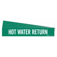 Pipe Marker: Hot Water Return, Green, White, Fits 2 1/2 to 7 7/8 in Pipe O.D., 1 Pipe Markers, 5 PK (MPN 7376-1-PK)