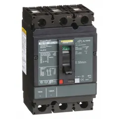 Three-pole molded case circuit breaker rated 150 A with a 65kA interrupting capacity at 240V AC. Fixed configuration with line/load lugs and ABC phase protection. Suitable for use in power distribution, motor control centers, and panelboards.