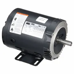 This 1/2 hp, 3-phase AC motor features a C-face with rigid base mounting for direct coupling to driven equipment. The open drip-proof (ODP) enclosure protects against falling liquids and non-corrosive contaminants. Suitable for pumps, fans, conveyors, and other industrial machinery in clean, dry environments.