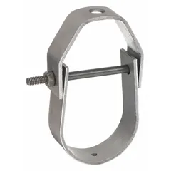 Steel clevis hanger for suspending 3 in pipe from 1/2 in threaded rod. Non-cushioned design with a load capacity of 1,350 lb. Suitable for supporting pipe runs in HVAC, plumbing, and process piping systems.