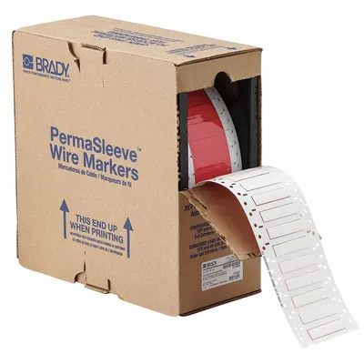 BRADY Sleeve Label: 1/4 in x 2 in, Polyolefin, White (Matte) - Brady Precut Sleeve Label Rolls