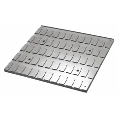 Bronze key marking plate for industrial key control systems. Overall dimensions: 12 in width, 13 in length, 1/2 in height. Used to identify and organize keys in facility management and security operations.