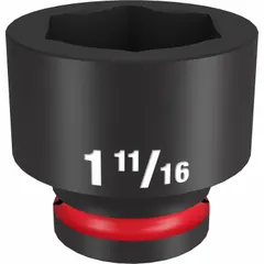 This 3/4" drive impact socket features a 1-11/16 in SAE hex size with a 6-point design to reduce fastener rounding. The black phosphate finish provides corrosion resistance. Suitable for heavy-duty fastening and loosening in industrial maintenance, construction, and automotive applications.