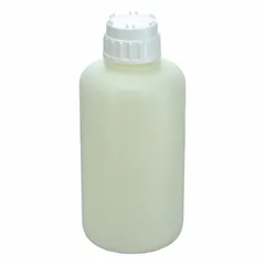 This 2 L polypropylene vacuum bottle is sterile and natural in color, with a narrow neck and included closure. It is designed for collection and storage of liquids under vacuum in laboratory settings. Meets USP standards.