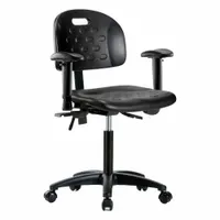 Ergonomic Chair: Polyurethane, Arms Included, Ht Range 19 3/4 in to 27 1/2 in, 18 in Seat Wd, Adj (MPN BR-HPMBCH-RG-T0-A1-NF-RC-BLK)