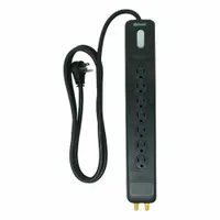 WOODS Surge Protector: 7 Outlets, 4 ft Cord Lg, 1,780 J Rated Energy, 15 A Current, Black, 5-15P (MPN 41626)